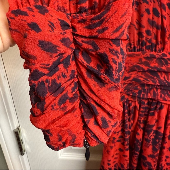 Pierre Balmain Mulberry Silk Dress Red and Black Animal Print Size EU 42 GUC - Picture 8 of 10